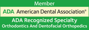 ADA member orthodontics recognition badge.