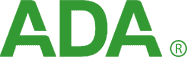 Green ADA logo on black background.