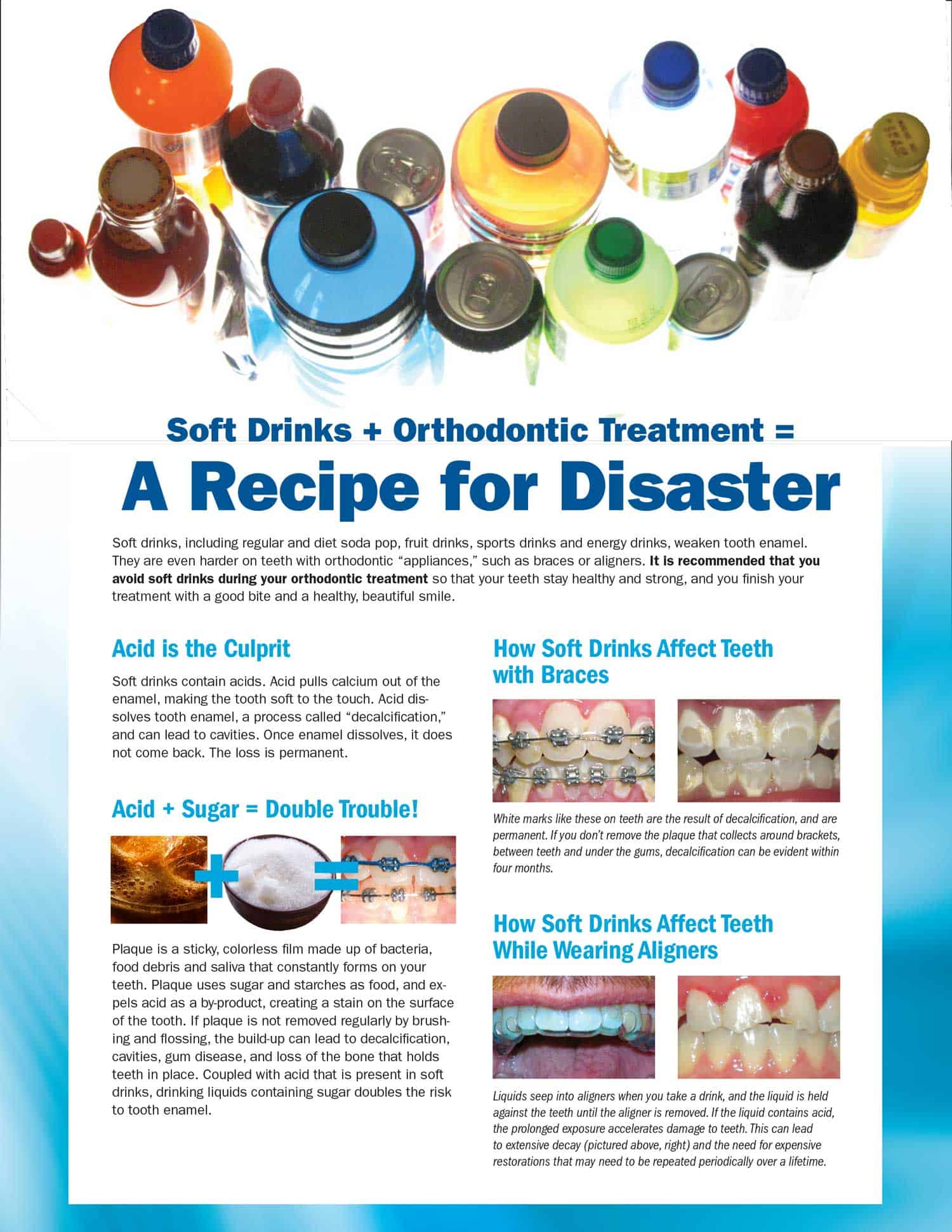 Soft drinks and orthodontics infographic warning.