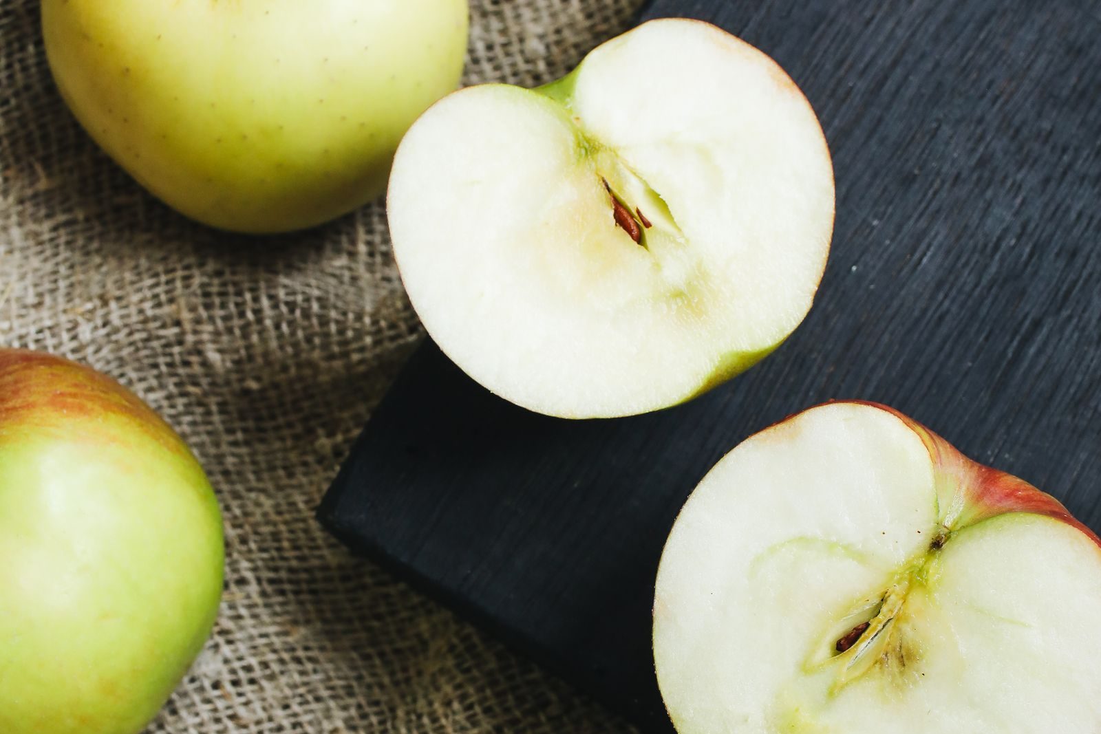 Apples cut into pieces.