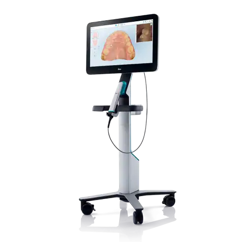 Dental scanner equipment with screen on stand.